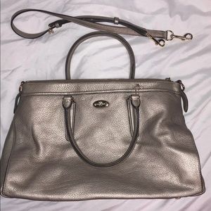 Silver Coach Handbag With Arm Strap